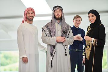 Image showing Group portrait of muslim businessmen and businesswoman