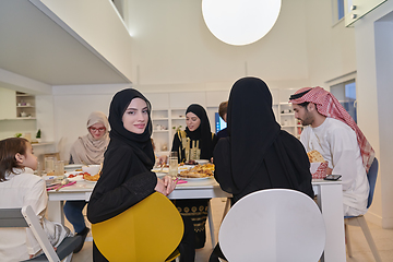 Image showing Muslim family having iftar together during Ramadan.