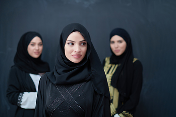 Image showing Portrait of Arab women wearing traditional clothes or abaya