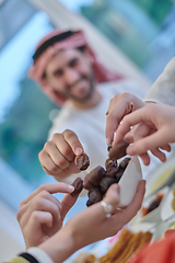 Image showing Muslim family having iftar together during Ramadan.