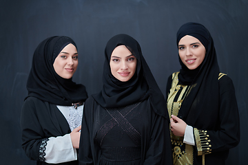 Image showing Portrait of Arab women wearing traditional clothes or abaya