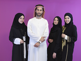 Image showing Portrait of young muslim people in traditional clothes