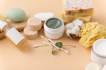 Image showing soap, brush, sponge, clay mask and body butter