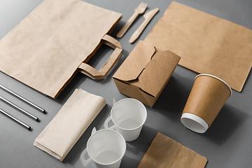 Image showing disposable paper takeaway food packing stuff