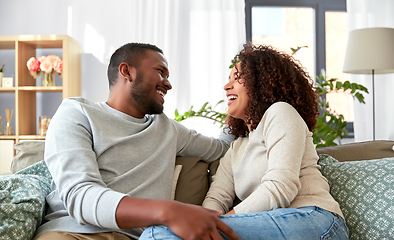 Image showing happy african american couple at home