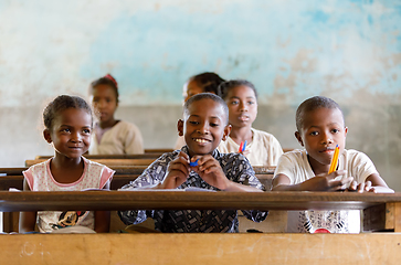 Image showing Malagasy school children in classroom, Madagascar