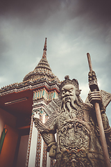 Image showing Chinese Guard statue in Wat Pho, Bangkok, Thailand