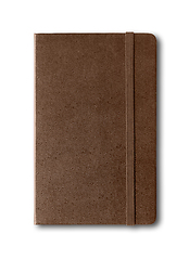 Image showing Dark Leather closed notebook isolated on white