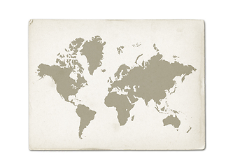 Image showing Vintage world map on old parchment paper