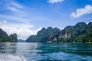 Image showing Cheow Lan Lake cliffs, Khao Sok National Park, Thailand