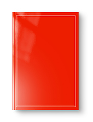 Image showing Closed red blank book with frame isolated on white