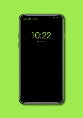 Image showing All-screen black smartphone mockup isolated on green. 3D render