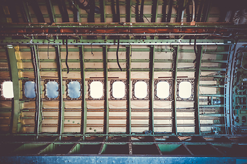 Image showing Old vintage airplane cabin interior