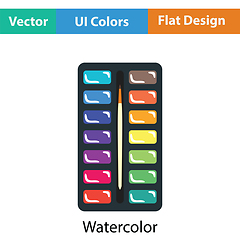 Image showing Watercolor paint-box icon