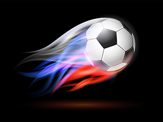 Image showing Soccer ball with flame trail of Russian Flag