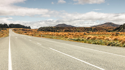 Image showing road to horizon New Zealand south island