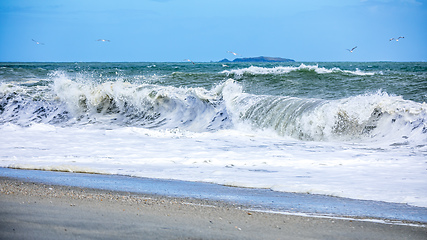 Image showing stormy ocean scenery background