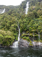 Image showing waterfall at Doubtful Sound Fiordland National Park New Zealand