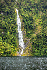 Image showing waterfall at Doubtful Sound Fiordland National Park New Zealand