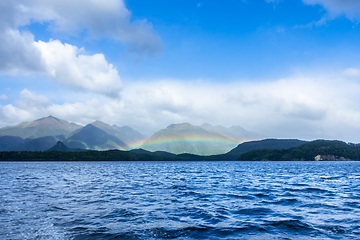 Image showing rainbow at Lake Manapouri New Zealand