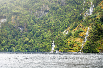 Image showing waterfall at Doubtful Sound Fiordland National Park New Zealand