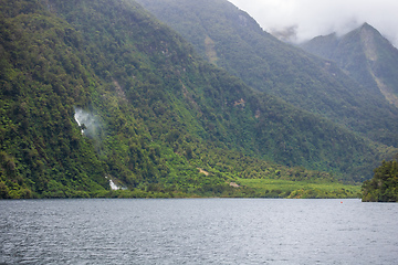 Image showing waterfall at Doubtful Sound Fiordland National Park New Zealand