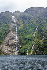 Image showing waterfall at Doubtful Sound Fiordland National Park New Zealand