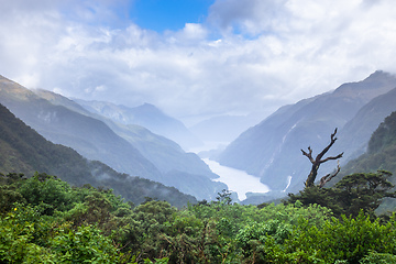 Image showing Outlook to Doubtful Sound Fiordland National Park New Zealand