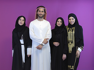 Image showing Portrait of young muslim people in traditional clothes