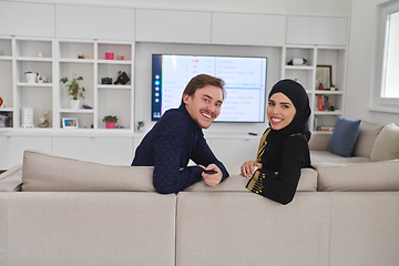 Image showing Young muslim couple enjoing time together at home during Ramadan