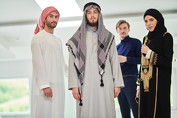 Image showing Group portrait of muslim businessmen and businesswoman