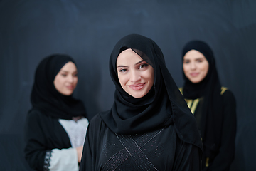 Image showing Portrait of Arab women wearing traditional clothes or abaya