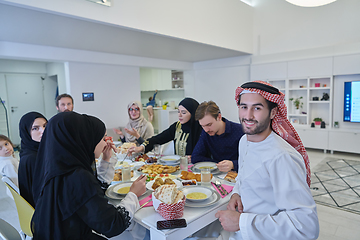 Image showing Muslim family having iftar together during Ramadan.