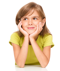 Image showing Portrait of a pensive little girl