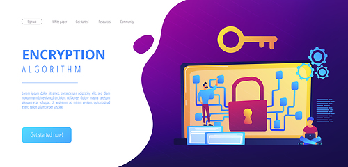 Image showing Cryptography and encryption concept landing page.