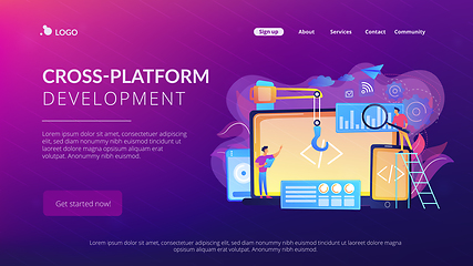 Image showing Cross-platform development concept landing page.