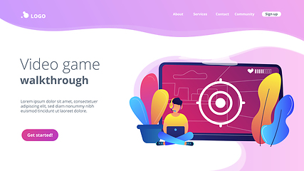 Image showing Video game walkthrough concept landing page.