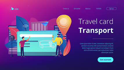 Image showing Public transport travel pass cardconcept landing page.