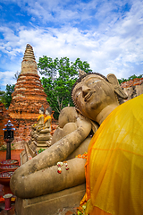 Image showing Reclining Buddha, Wat Phutthaisawan temple, Ayutthaya, Thailand