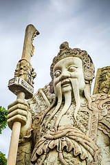Image showing Chinese Guard statue in Wat Pho, Bangkok, Thailand