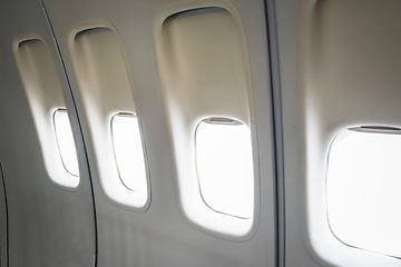Image showing Blank airplane windows