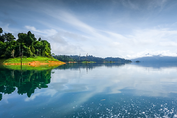 Image showing Morning on Cheow Lan Lake, Khao Sok National Park, Thailand