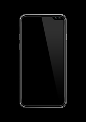 Image showing All-screen blank smartphone mockup isolated on black. 3D render
