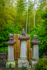 Image showing graveyard in Arashiyama bamboo forest, Kyoto, Japan