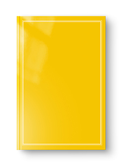 Image showing Closed yellow blank book with frame isolated on white