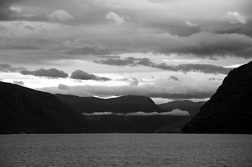 Image showing Lustrafjorden in Black and White, Sogn og Fjordane, Norway