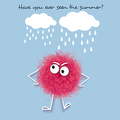 Image showing Funny  summer banner with fluffy pink creature 