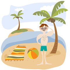 Image showing Sexy man on the beach. Summer holiday poster