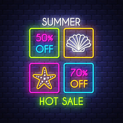 Image showing Summer sale banner. Neon sign lettering.