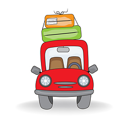 Image showing Car with suitcases isolated on white background